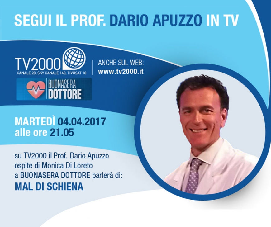 Martedì 4 aprile il Prof. Apuzzo ospite a Buonasera Dottore