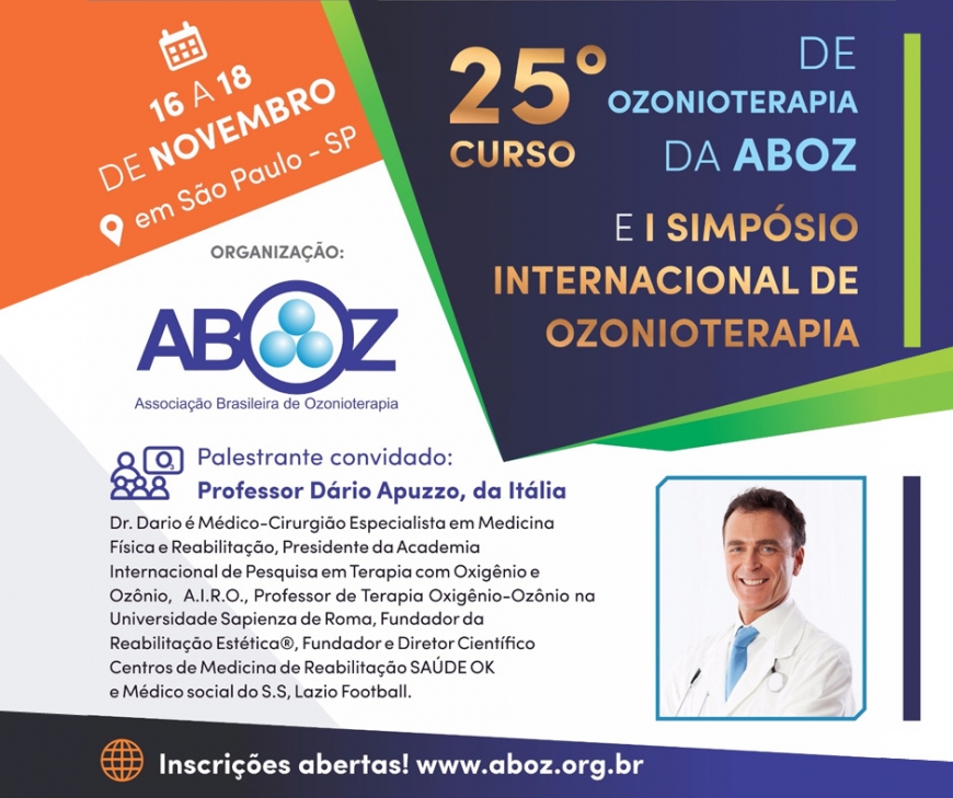 Prof. Dario Apuzzo al “Simposio Internazionale di Ossigeno-Ozono Terapia” organizzato da Aboz – Associação Brasileira de Ozonioterapia