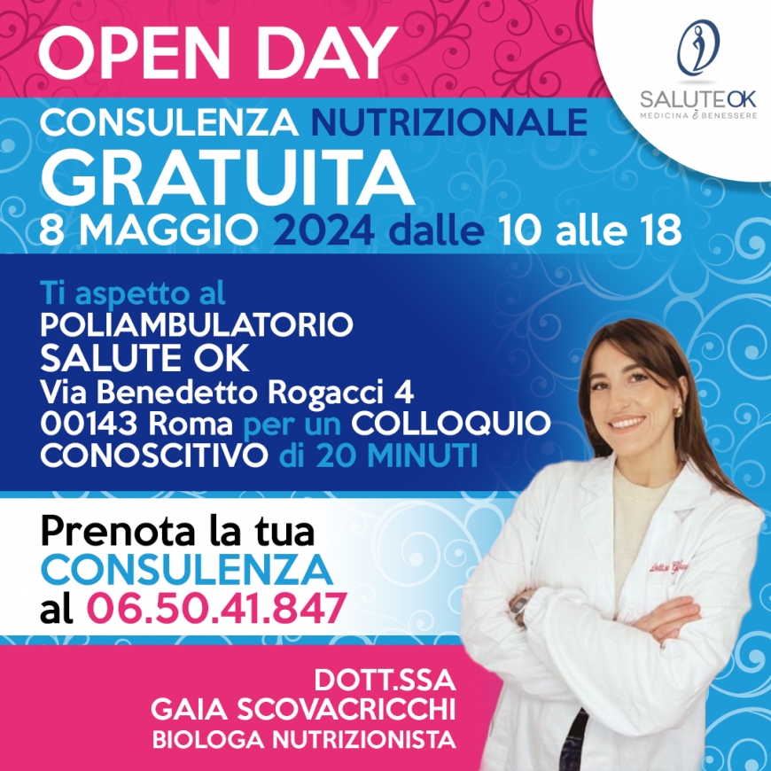 CONSULENZA NUTRIZIONALE GRATUITA 8 MAGGIO 2024 dalle 10 alle 18