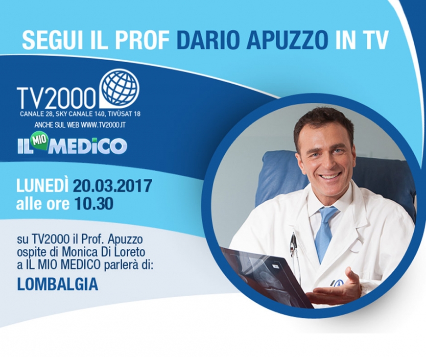 Lunedì 20 marzo il Prof Dario Apuzzo in diretta a Il Mio Medico per parlare di Lombalgia